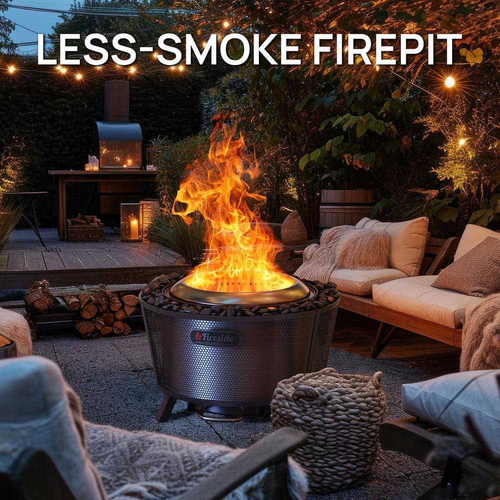29 Inch Black Stainless Steel Round Smokeless Fire Pit
