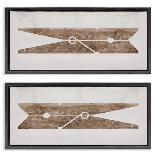 Minimal Laundry Clothespins by Daphne Polselli 2 Piece Black Floater Frame Graphic Art Print Typography 31 in. x 15 in.