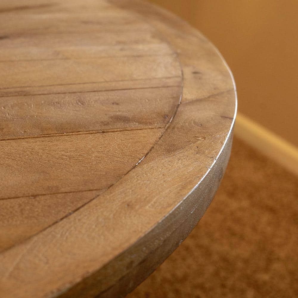 54 in. Round Natural Mango Wood Farmhouse Dining Table