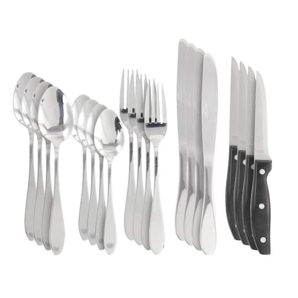 20 Pc Stainless Steel Melange Royal 8 Fork 8 Spoon 4 Knives Silverware Set