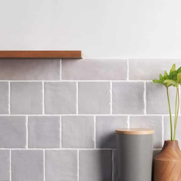 Amagansett Fog Gray 2.55 in. x 7.87 in. Mixed Finish Ceramic Wall Bullnose Tile
