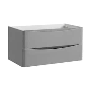 Tuscany 36 in. Modern Wall Hung Bath Vanity Cabinet Only in Glossy Gray