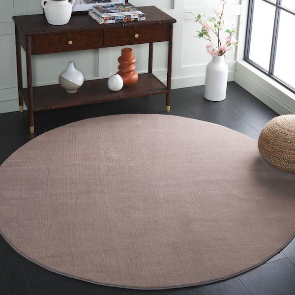 Loft Taupe 6 ft. x 6 ft. Machine Washable Modern Solid Round Area Rug