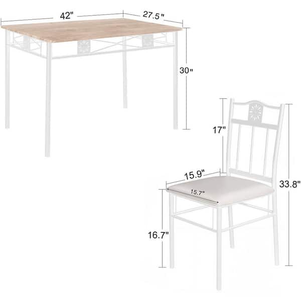 5 Piece Dining Table Set for 4, Space-Saving Kitchen Table and Chairs, Dining Room Table Set with Padded Chairs, Oak-(2)