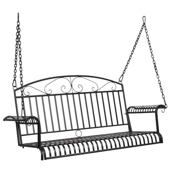 2-Person Black Metal Porch Swing