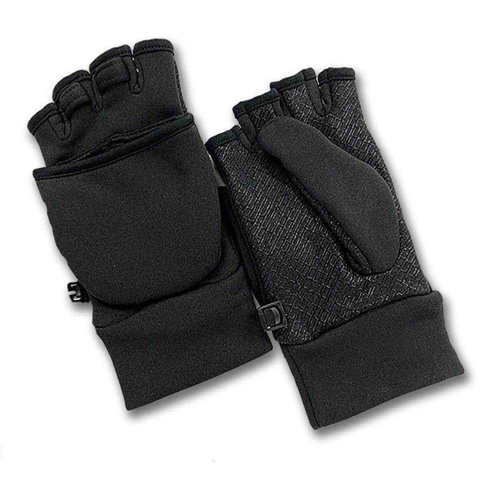 Mens Black Textile Comfort Everyday Warm Magic Gloves