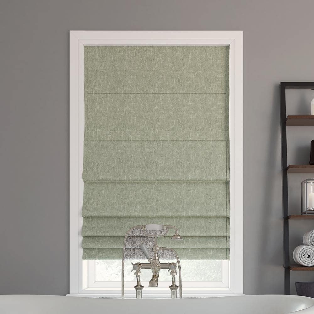 UPC 029927621938 product image for Pryer Cordless Sage Green 100% Blackout Textured Fabric Roman Shade 27 in. W x 6 | upcitemdb.com