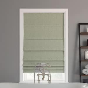 Pryer Cordless Sage Green 100% Blackout Textured Fabric Roman Shade 27 in. W x 64 in. L