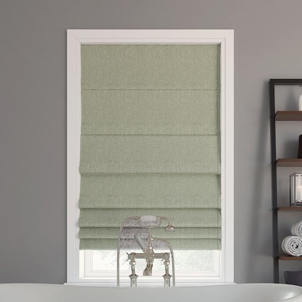 Sun Zero Pryer Cordless Sage Green 100% Blackout Textured Fabric Roman Shade 31 in. W x 64 in. L