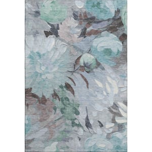 Mayfield Premium Machine Washable Abstract AMF2264 Teal 10 ft. x 14 ft. Area Rug