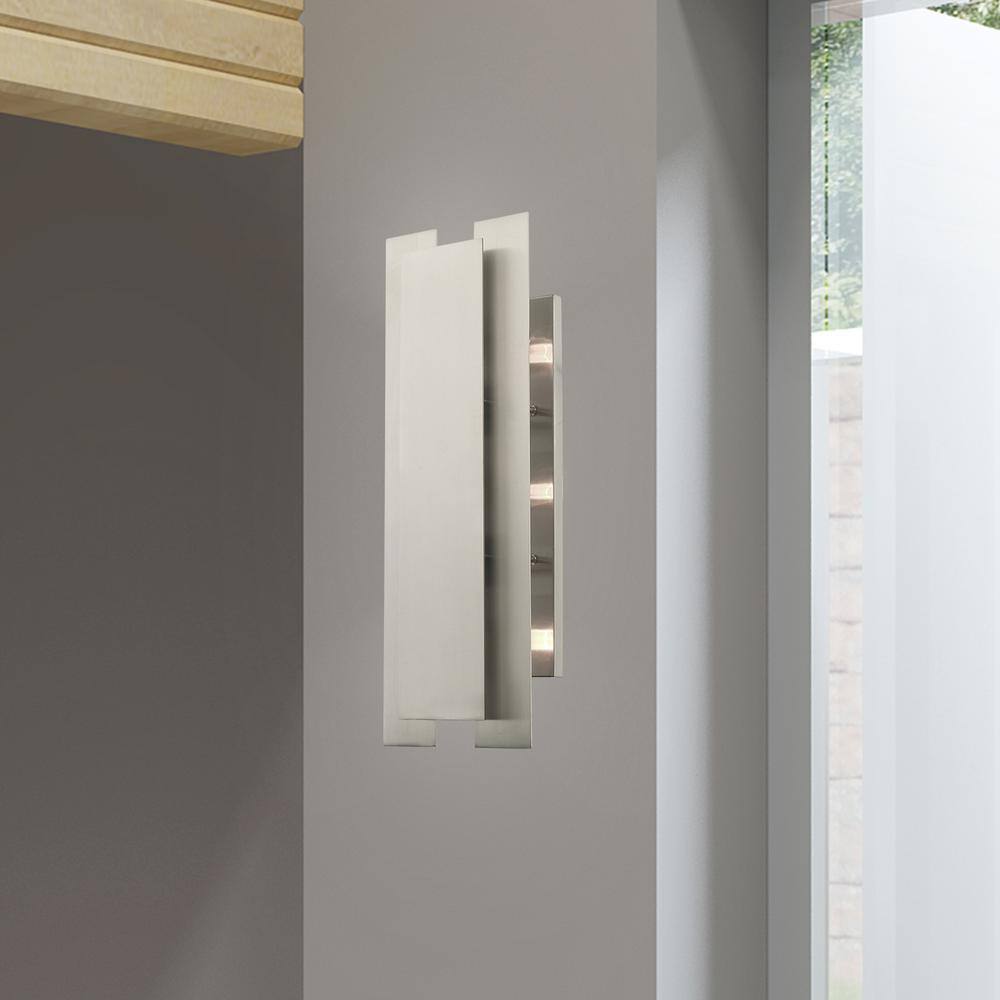 Modern Brushed Nickel 3-Light Vanity Wall Sconce
