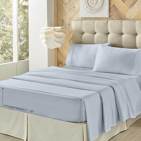 Royal Fit Light Blue Polyester Twin 3-Piece Sheet Set 2624012TSS - The Home  Depot