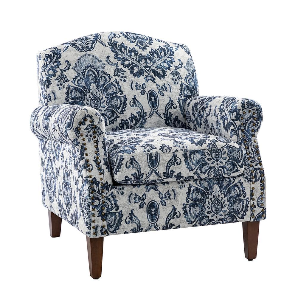 JAYDEN CREATION Gianluigi Navy Armchair with Nailhead Trims CHWH0578 ...