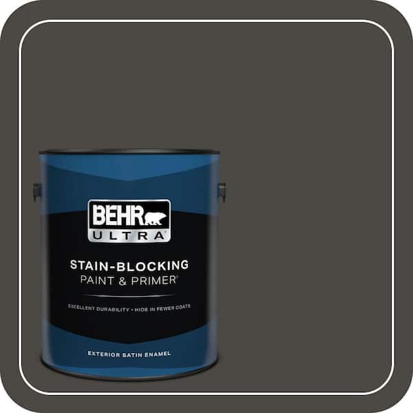 BEHR ULTRA 1 gal. #PPU24-01 Black Mocha Satin Enamel Exterior Paint & Primer