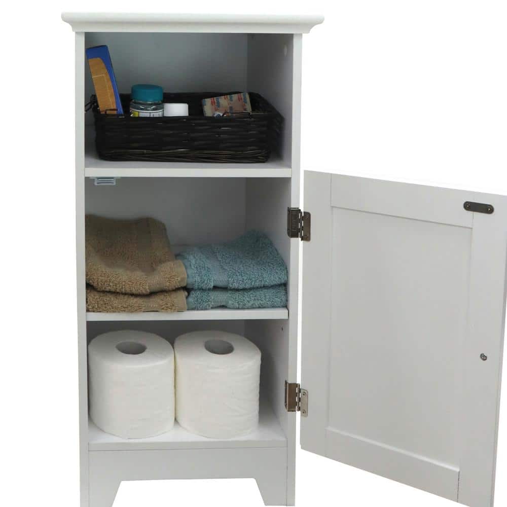 White Shaker Style Freestanding Bathroom Cabinet with Adjustable Shelving