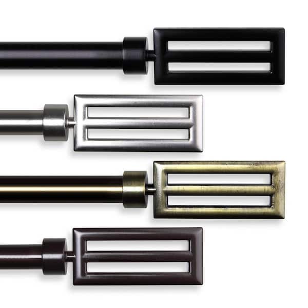 Rod Desyne 18 in. - 28 in. Telescoping Single Curtain Rod Kit in Black with Sterling Finial