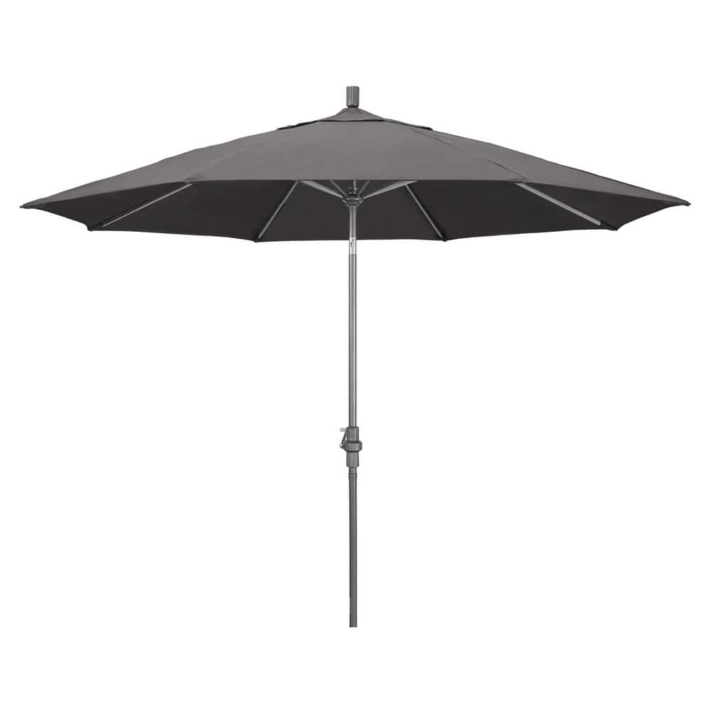 11 ft. Hammertone Grey Aluminum Market Patio Umbrella  Aluminum Ribs Collar Tilt Crank Lift in Charcoal Sunbrella price history on PriceWatchPro