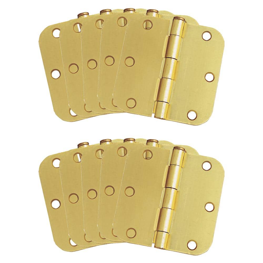 Satin Brass 3.5'' x 3.5'' Steel Door Hinge 10-Pack