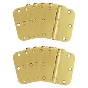 3-1/2 in. x 5/8 in. Radius Satin Brass Door Hinge Value Pack (10 per Pack)