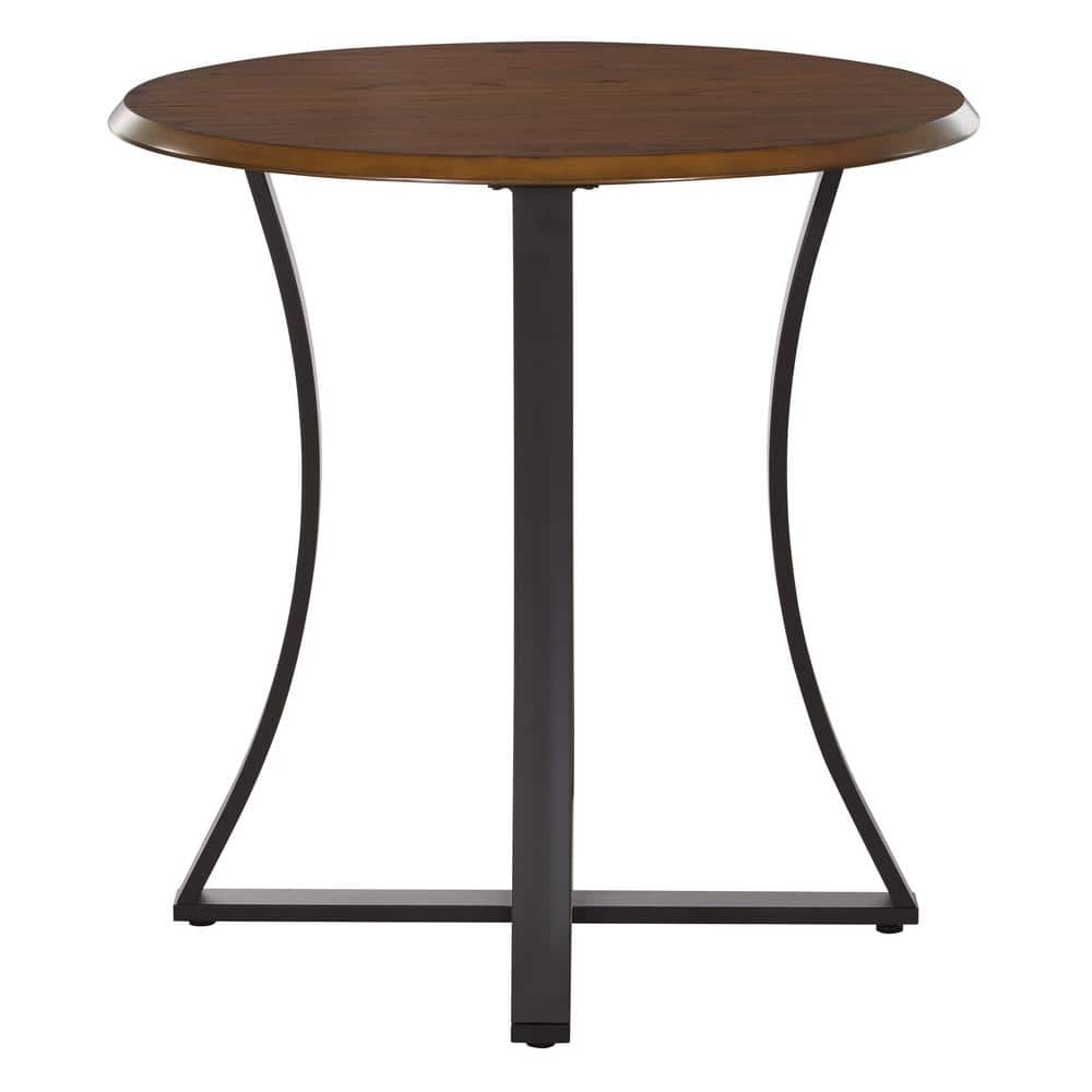 Metro 36" Oak Veneer Round Counter Height Table with Black Metal Base