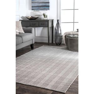 Kimberely Casual Striped Gray Doormat 3 ft. x 5 ft. Area Rug