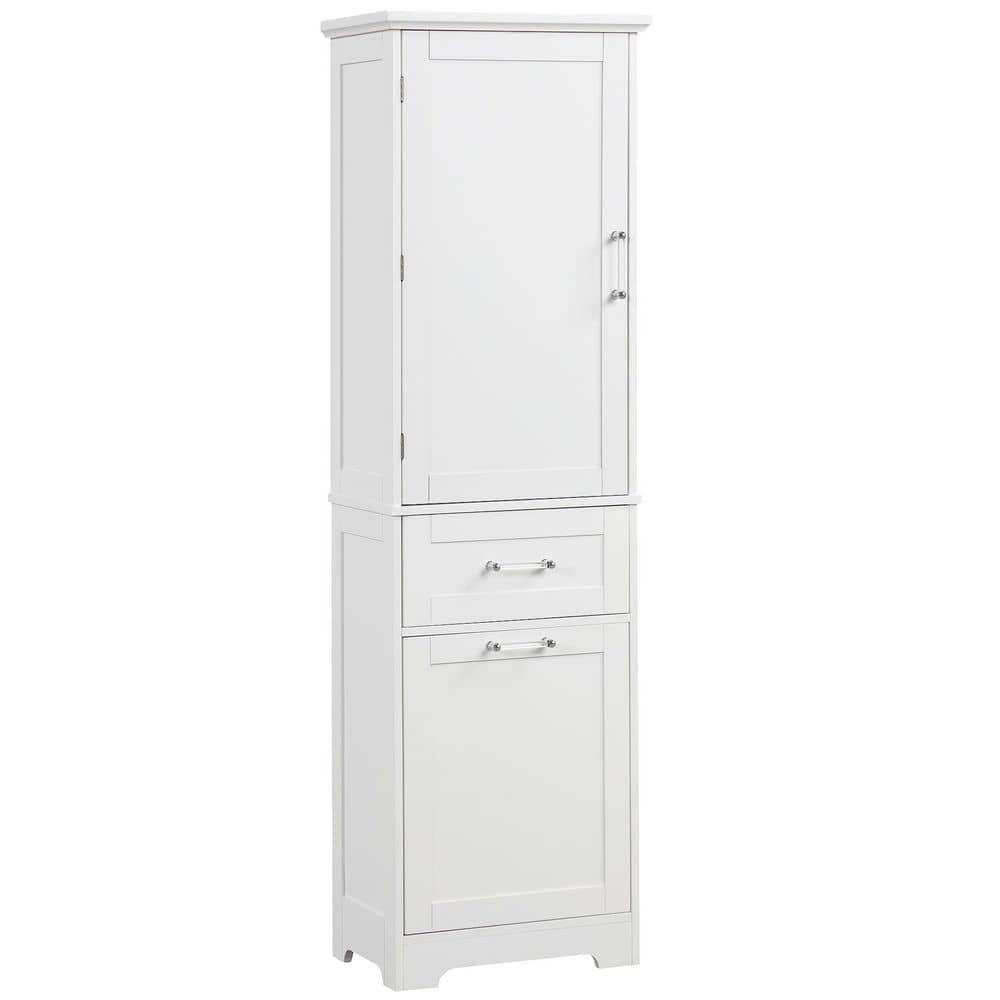 20 in. W x 13.5 in. D x 68 in. H White MDF Freestanding Linen Cabinet with Door and Drawers, Adjustable Shelf price history on PriceWatchPro