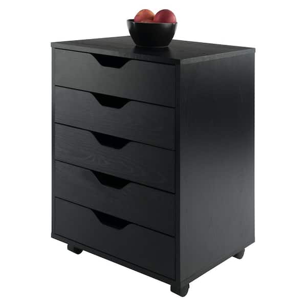 WINSOME WOOD Halifax Black 5-Drawer Storage Cabinet 20519 - The