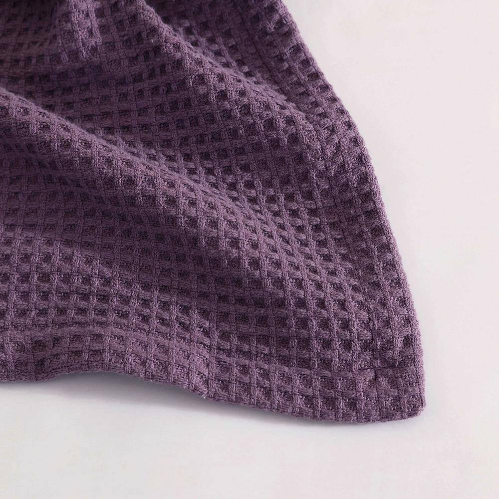 Purple Cotton Twin Waffle Weave Reversible Blanket