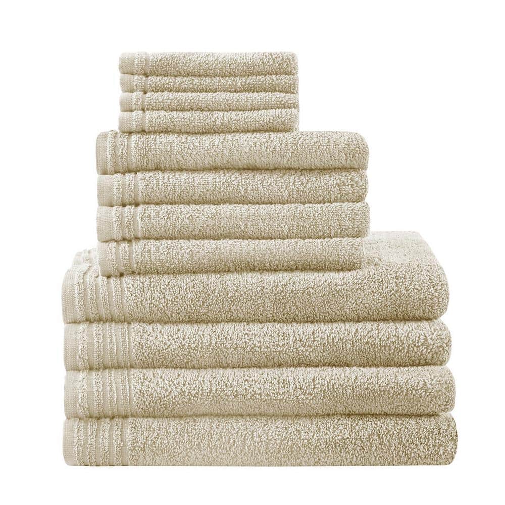 Taupe 12-Piece 100% Cotton Quick Dry Bath Towel Set, OEKO-Tex Certified Gre