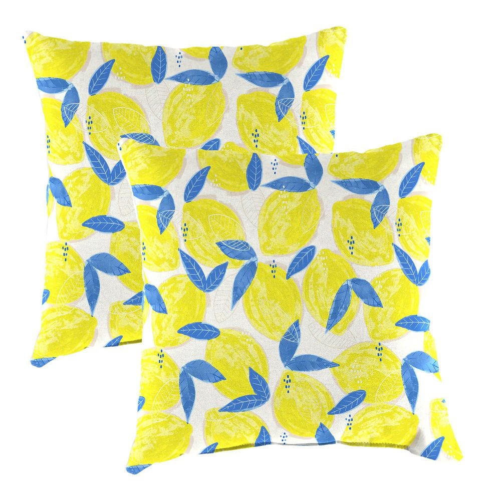 18 in. W x 18 in. H x 4 in. T Square Outdoor Throw Pillow in Greek Lemon (2-Pack) price history on PriceWatchPro