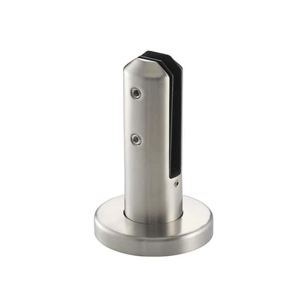 Glass Warehouse 3.8 in. in Diameter x 6.4 in. H Silver Stainless Steel Round Baseplate Glass Railing Spigot for 1/2 in. Glass Thickness