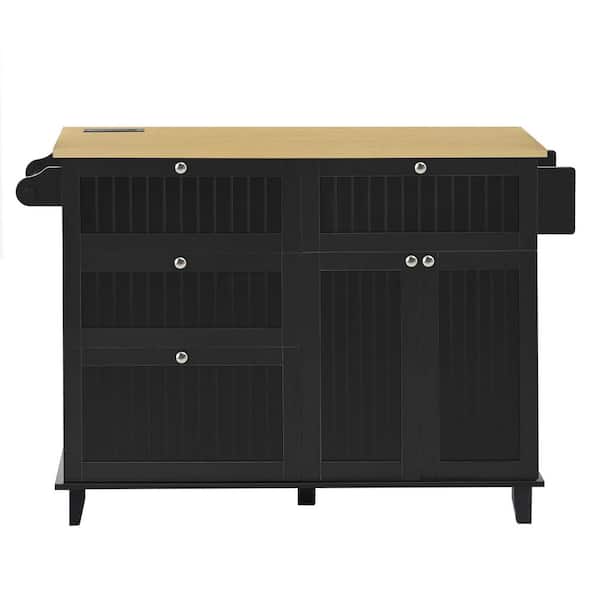 Harper & Bright Designs Black Rubber Wood 54.2 in. W Kitchen