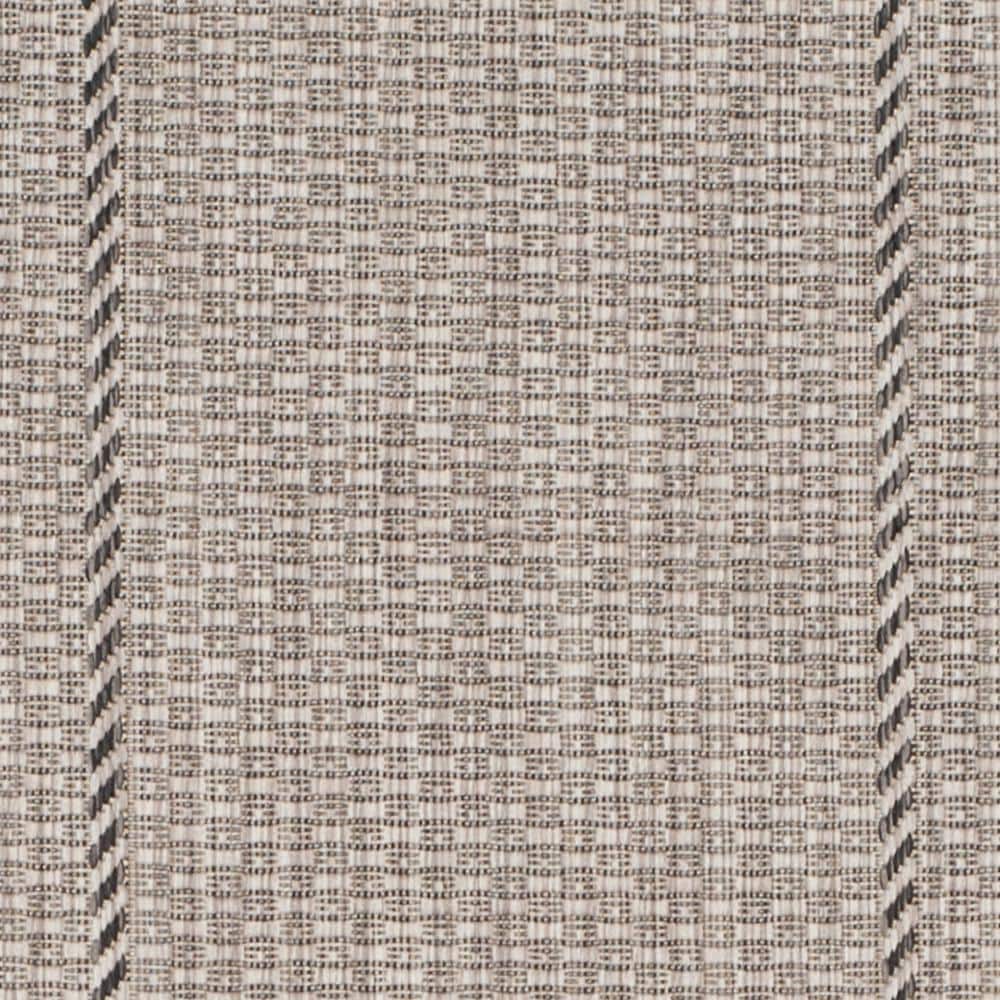 Beige and Black Synthetic 27'' Indoor/Outdoor Runner Rug