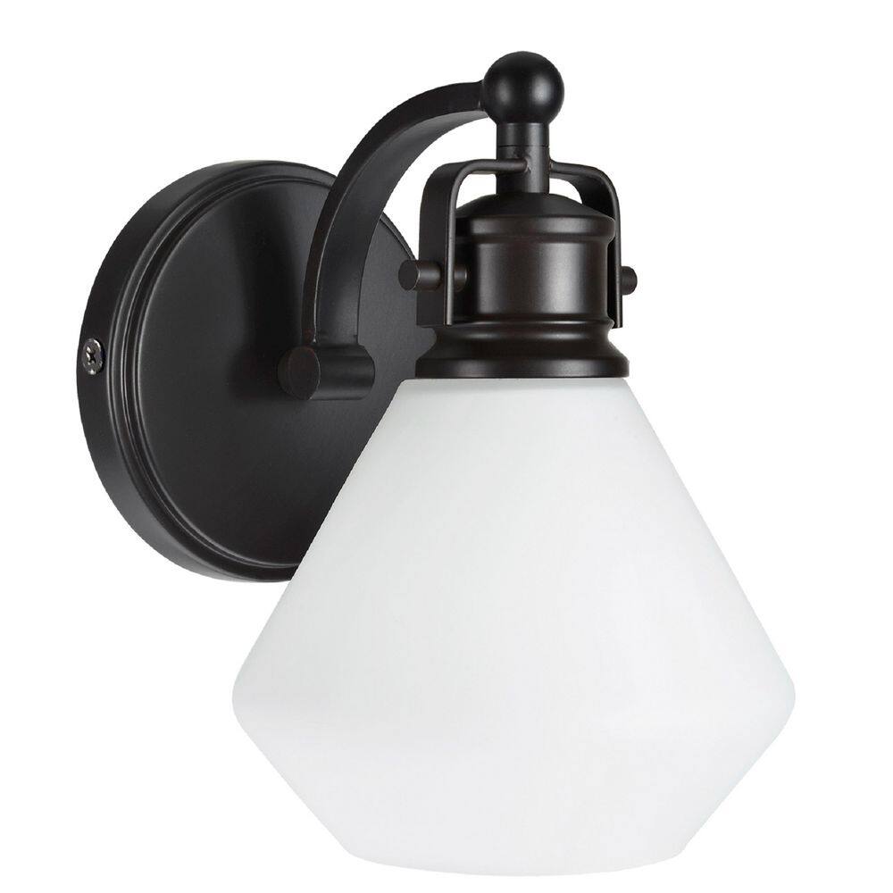 Bronze Dimmable Bathroom Vanity Light with Opal Glass Shade