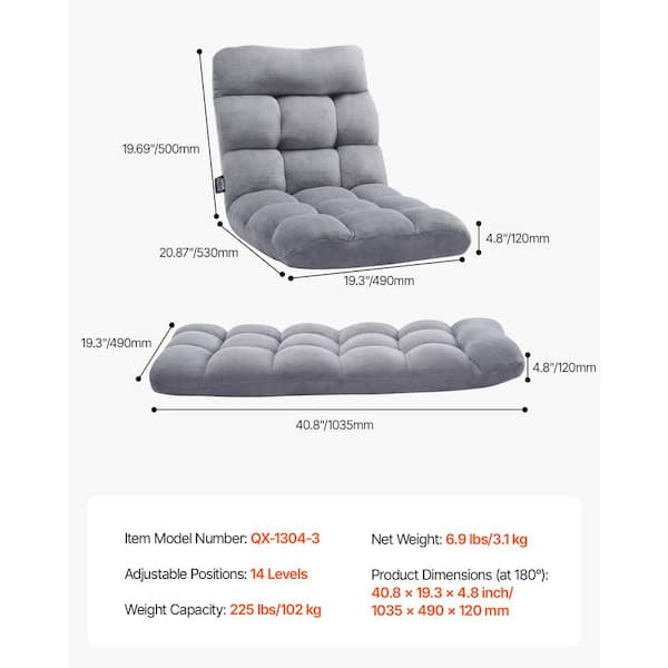 VEVOR Floor Chair, Recycled Foam Folding Sofa Chair with 14