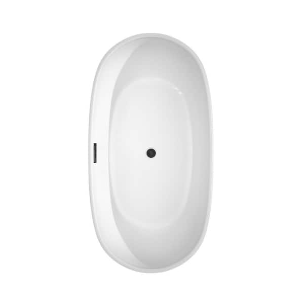 Rebecca 60 in. Acrylic Flatbottom Bathtub in White with Matte Black Trim