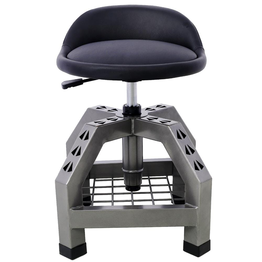 300 lb Capacity Pneumatic 360° Swive Rolling Stool Heavy-Duty Alloy Steel Frame Tool Storage Shelf Gray price history on PriceWatchPro