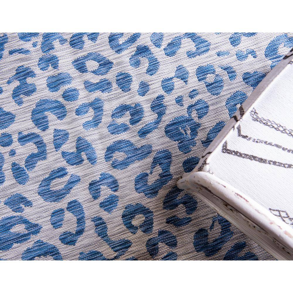 Contemporary Blue Abstract Outdoor Runner 2' x 6'1" Synthetic Easy-Care