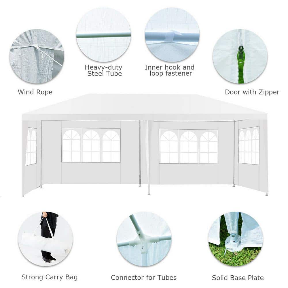 White 10' x 20' Outdoor Canopy Tent with Removable Walls