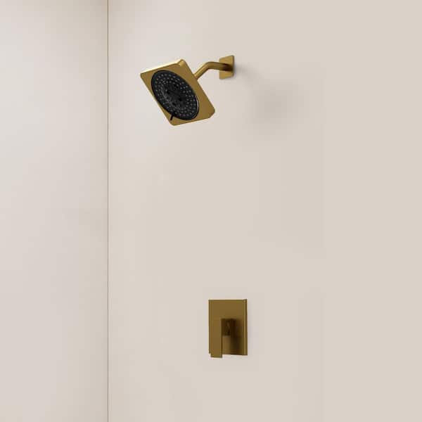 YAWWALK 5 in. Single Handle 7-Spray Shower Faucet 1.8 GPM with Anti Scald in Brushed Gold