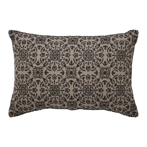 VHC BRANDS Custom House Natural Primitive Black Country Jacquard 9.5 in. x 14 in. Throw Pillow