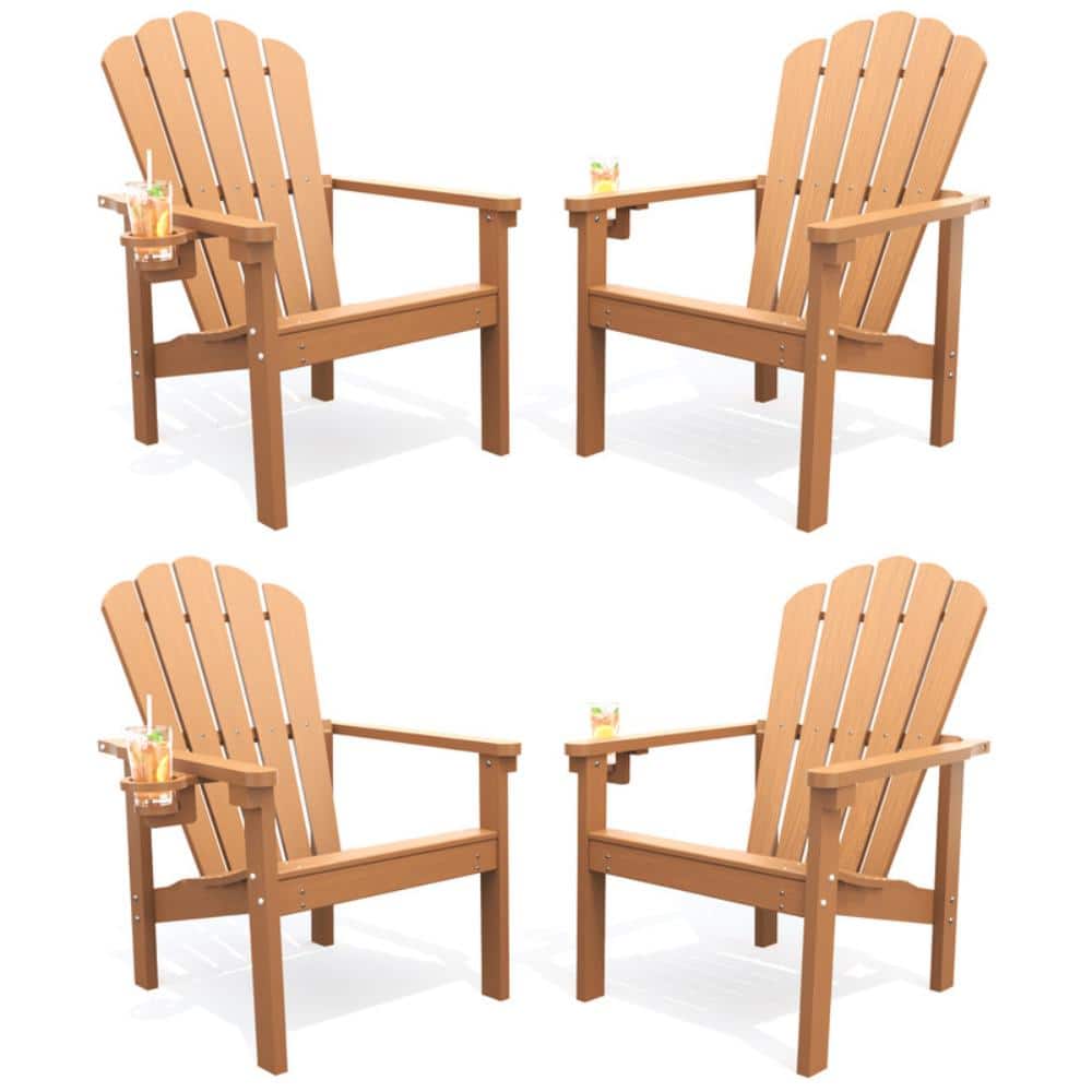 Outdoor HDPE Stackable Adirondack Chair with Cup Holder in Teak (Set of 4) price history on PriceWatchPro