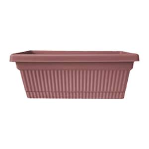 Amelia 17.75 in. L x 7.75 in. W x 6.5 in. H 8 qt. Fluted Rectangular Rose Plastic Indoor/Outdoor Window Box Planter