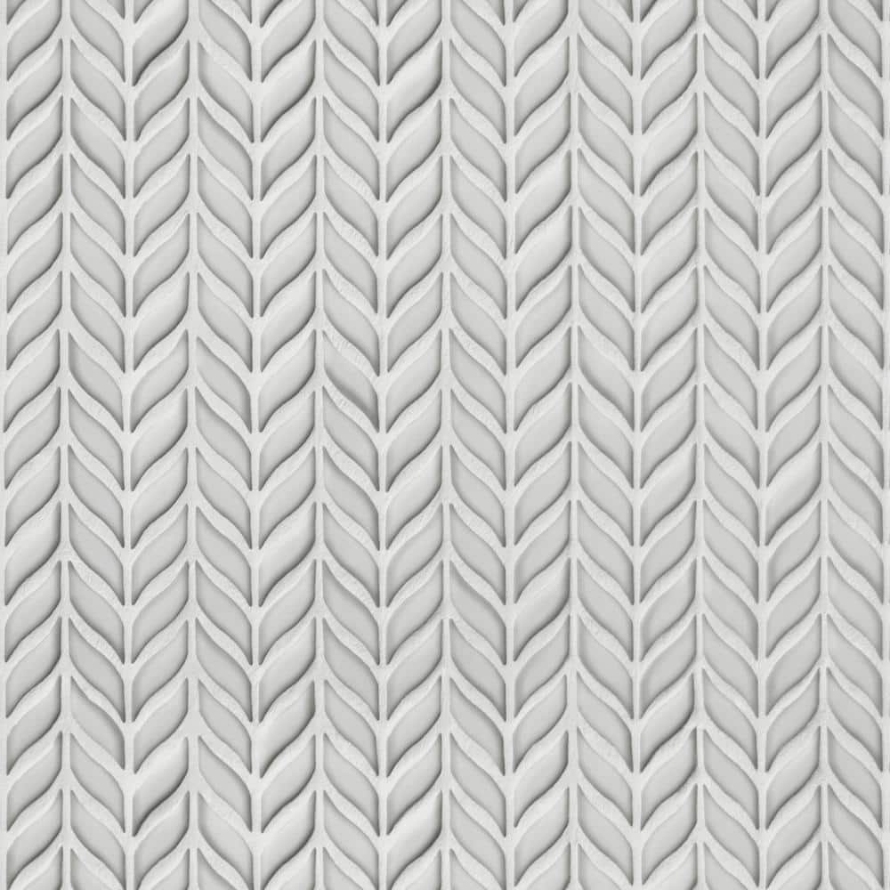 White Glazed Leaf Waterjet Recycled Glass Mosaic Tile