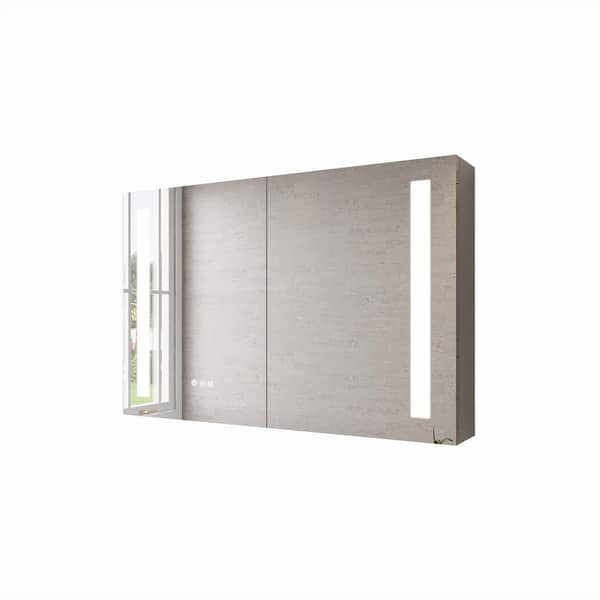 HMMHVV 36 in. W x 24 in. H Rectangular Aluminum Surface Mount Smart LED Lighted Bathroom Medicine Cabinet with Mirror