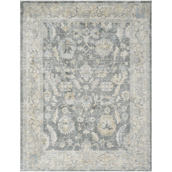 Avellino Gray Traditional Border 9 ft. 2 in. x 12 ft. Area Rug