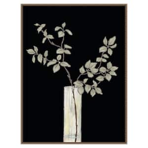 "Modern Floral On Black I" by Elizabeth Medley 1-Piece Floater Frame Giclee Home Canvas Art Print 42 in. x 32 in.