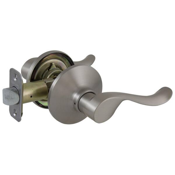 Passage (no lock) Bedroom Closet Door Lock Lever Handle Wave Style Satin  Nickle