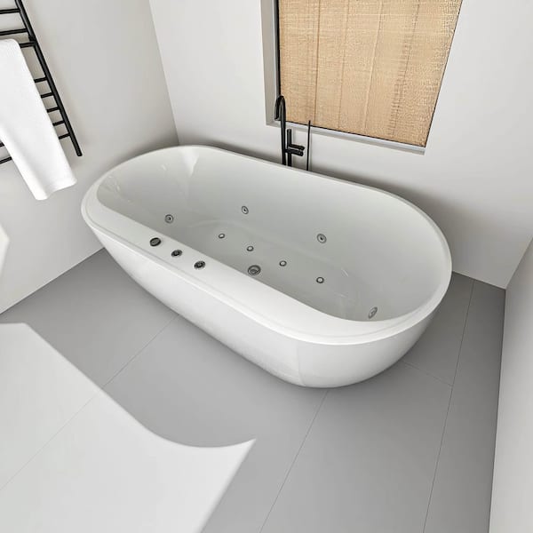 67 in. x 31.5 in. Whirlpool and Air Bath Combo Tub with Adjustable Air Blower and Control Switch in White