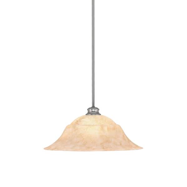 Unbranded Peabody 60-Watt 1-Light Brushed Nickel Shaded Mini Pendant Light with Glass Shade
